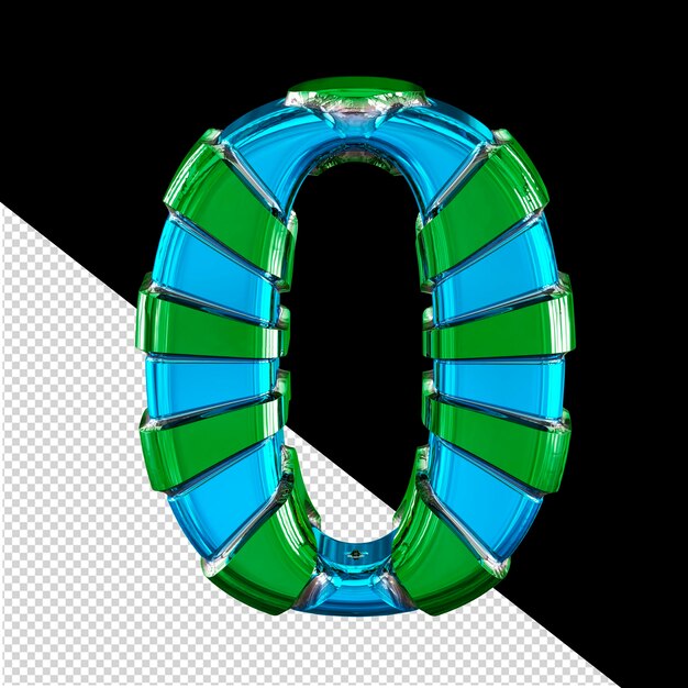 Símbolo azul con correas delgadas horizontales verdes número 0