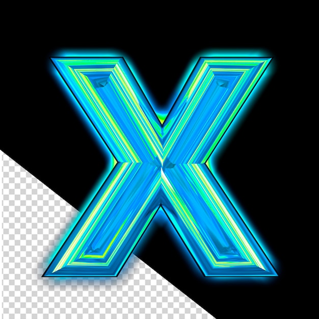 PSD símbolo azul con letra luminosa x