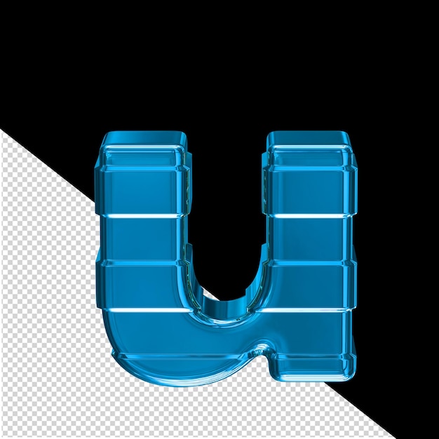 Símbolo azul con tiras horizontales letra u