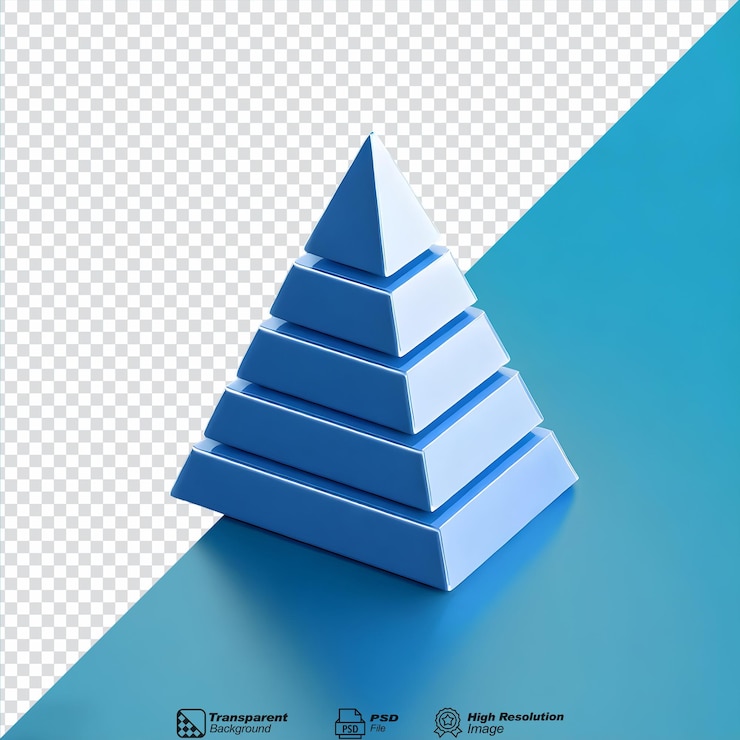 PSD símbolo de la barra del gráfico piramidal 3d aislado en un fondo transparente