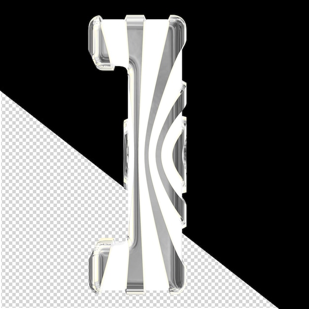 Simbolo bianco 3D con sottili cinghie verticali d'argento