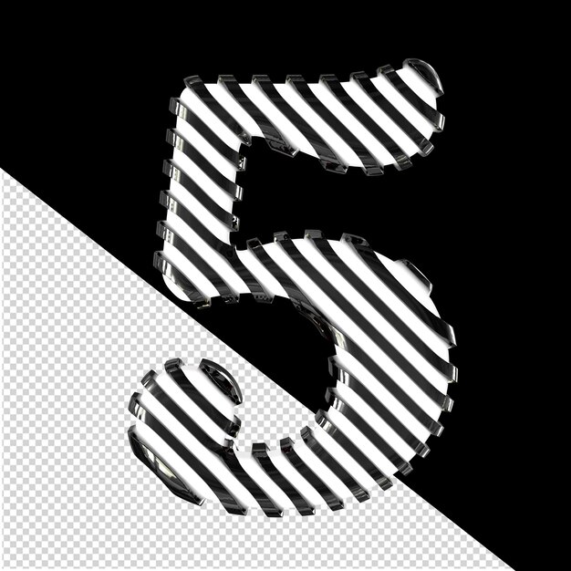 Simbolo bianco con cinghie diagonali nere ultra sottili numero 5