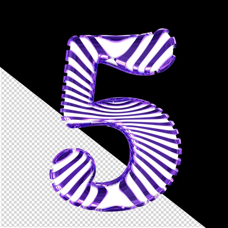 PSD simbolo bianco con cinghie orizzontali viola ultra sottili numero 5