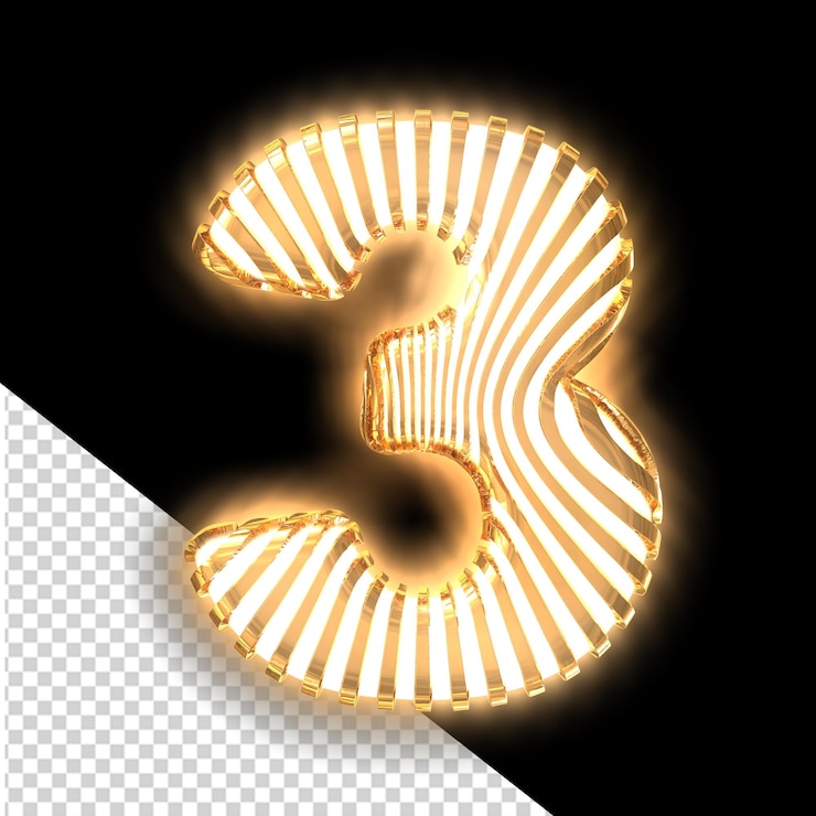 PSD simbolo bianco con cinghie verticali luminose ultra sottili numero 3