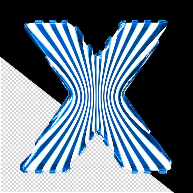 Símbolo blanco 3d con correas azules ultra delgadas letra x