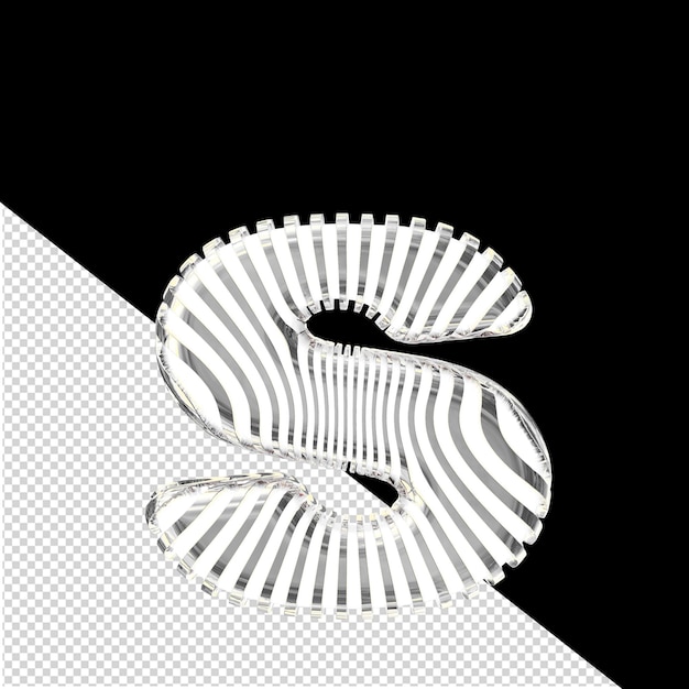 PSD símbolo blanco 3d con correas de plata ultra delgadas letra s