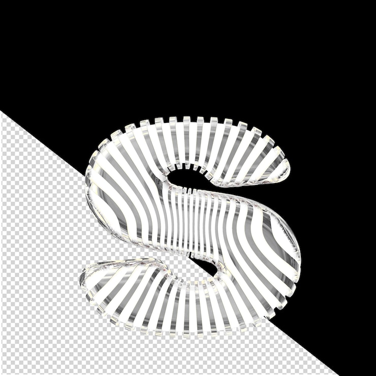 PSD símbolo blanco 3d con correas de plata ultra delgadas letra s