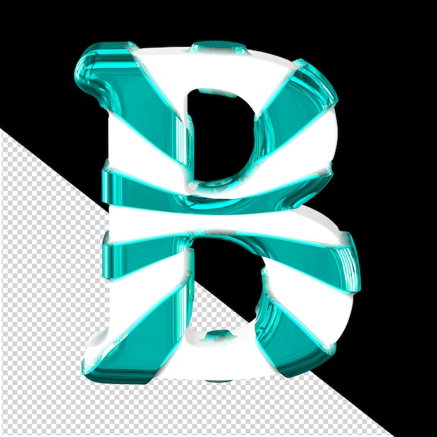Símbolo blanco en 3D con tiras gruesas de color turquesa letra b