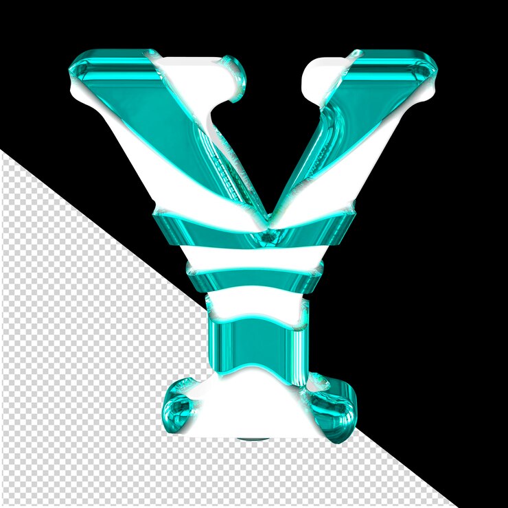 PSD símbolo blanco en 3d con tiras gruesas de color turquesa letra y