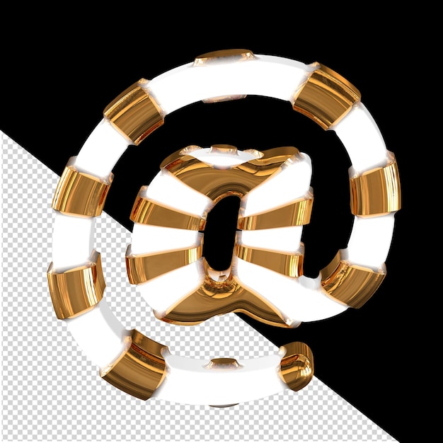 PSD símbolo blanco 3d con tiras gruesas de oro