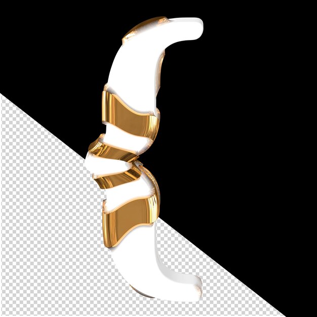 Símbolo blanco 3D con tiras gruesas de oro