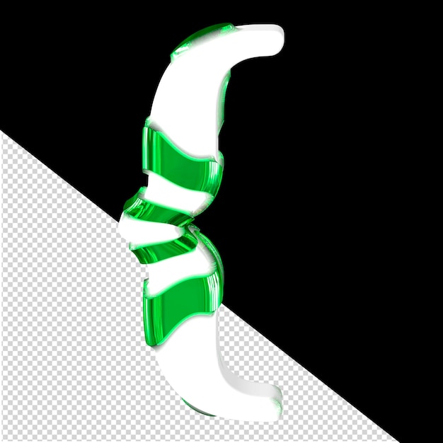 Símbolo blanco en 3D con tiras verdes gruesas