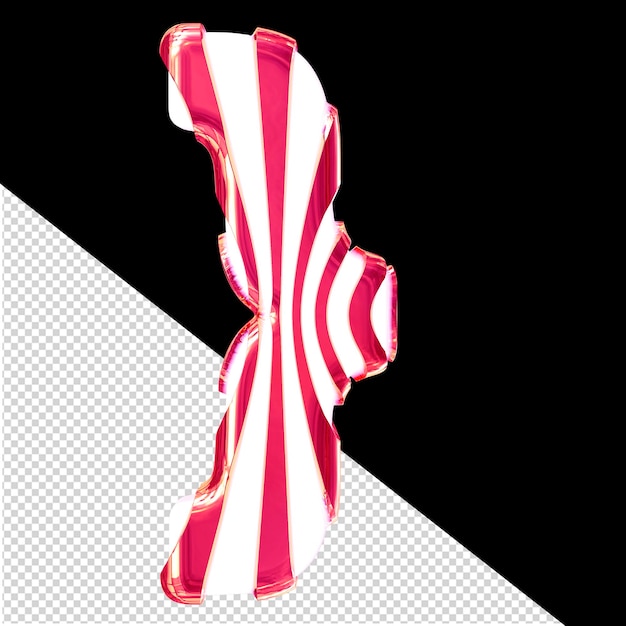 PSD símbolo blanco en 3d con tiras verticales finas de color rosa