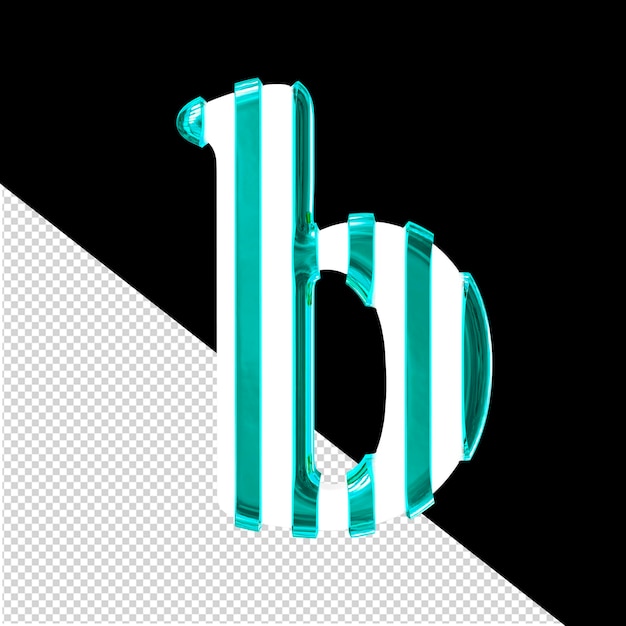 PSD símbolo blanco en 3d con tiras verticales finas de color turquesa letra b