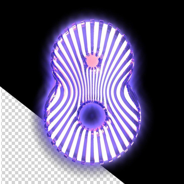 PSD símbolo blanco en 3d con tiras verticales luminosas púrpuras ultra delgadas número 8