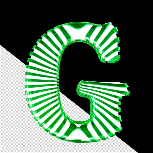 Símbolo blanco con correas horizontales verdes ultra delgadas letra g
