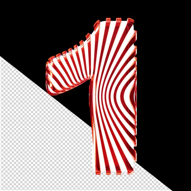 Símbolo blanco con correas rojas ultra delgadas número 1