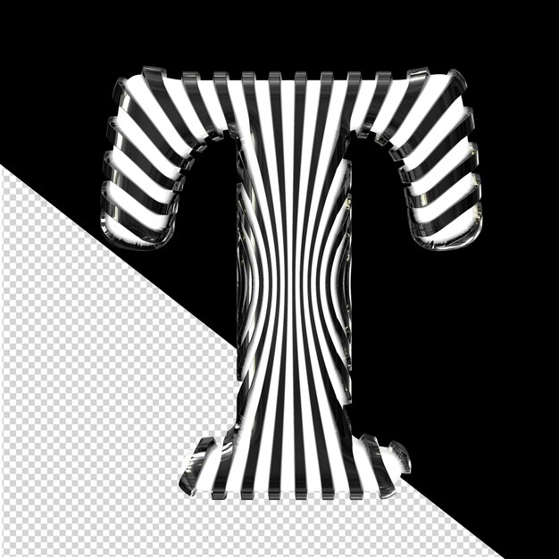 Símbolo blanco con correas ultra delgadas verticales negras letra t