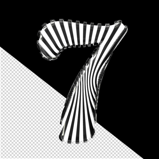 PSD símbolo blanco con correas ultra delgadas verticales negras número 7