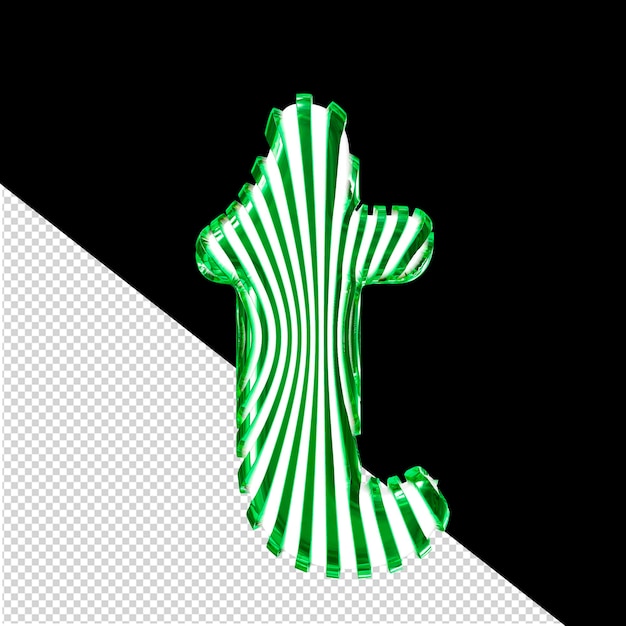 Símbolo blanco con correas ultra delgadas verticales verdes letra t