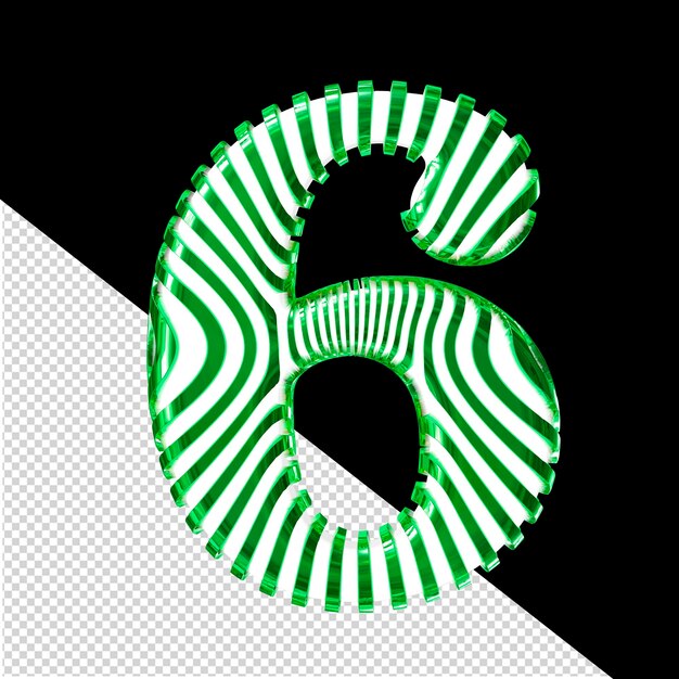 Símbolo blanco con correas ultrafinas verticales verdes número 6