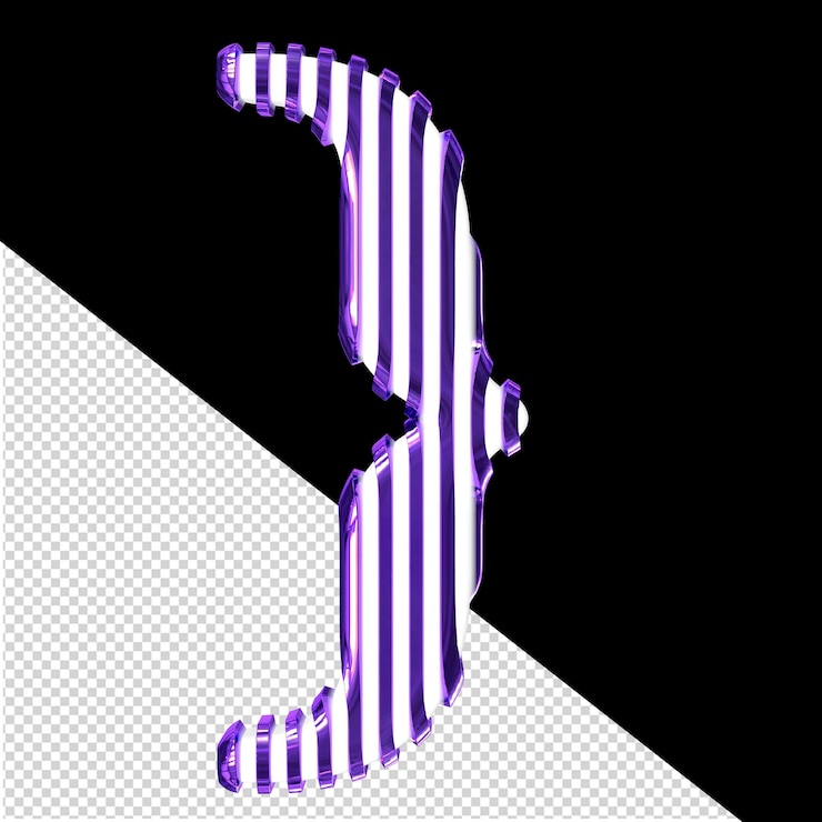 PSD símbolo blanco con correas ultrafinas verticales violetas.