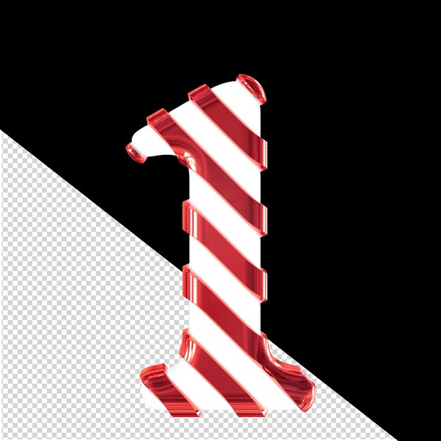 Símbolo blanco con tiras diagonales rojas delgadas número 1