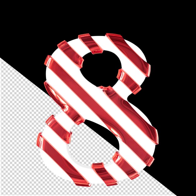Símbolo blanco con tiras diagonales rojas delgadas número 8