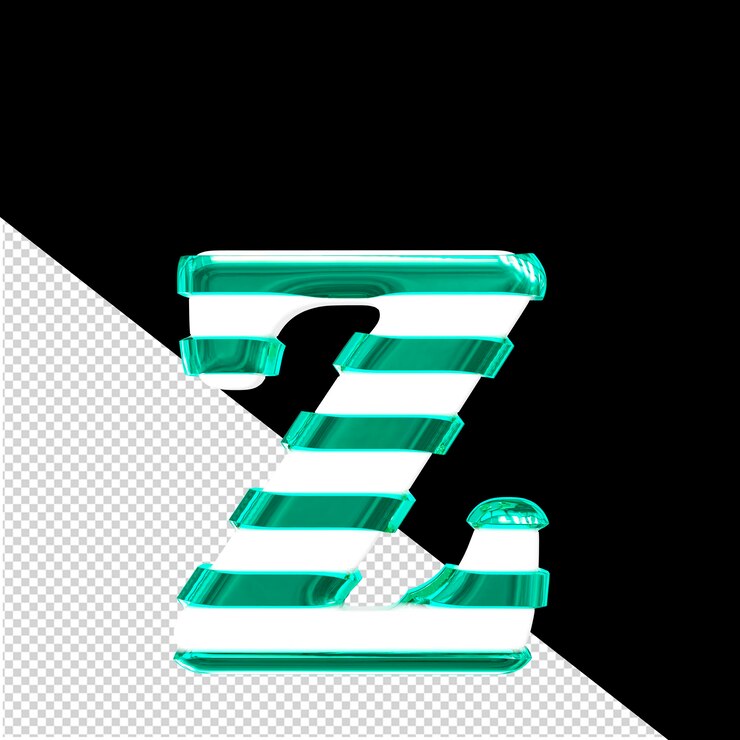 PSD símbolo blanco con tiras horizontales finas de color turquesa letra z