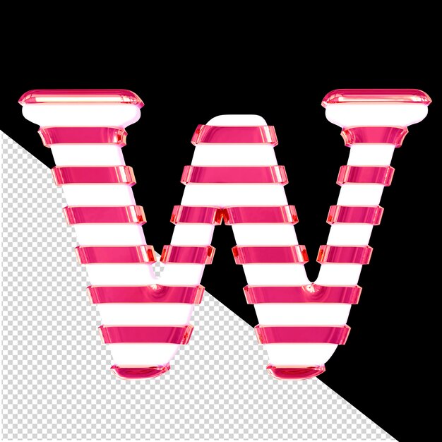 Símbolo blanco con tiras horizontales rosadas delgadas letra w