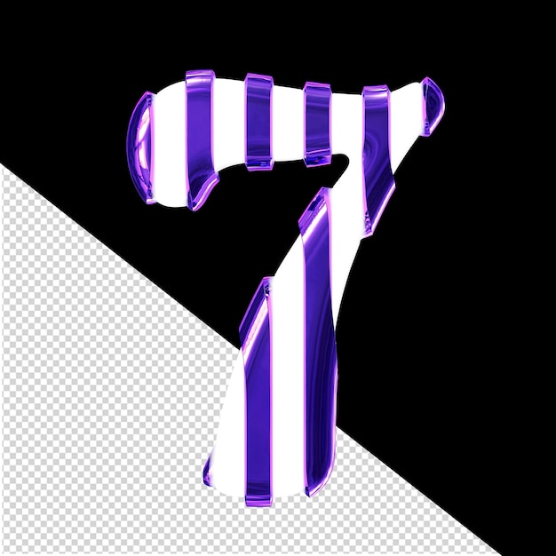 PSD símbolo blanco con tiras verticales púrpuras delgadas número 7