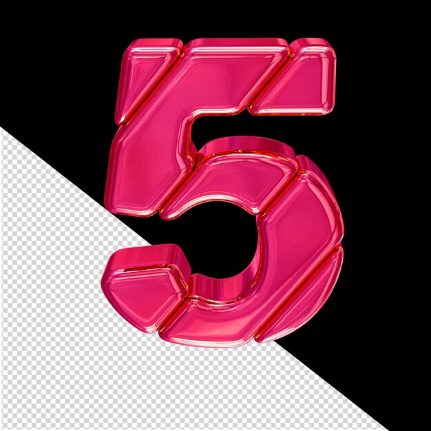 Símbolo de bloque diagonal rosa número 5
