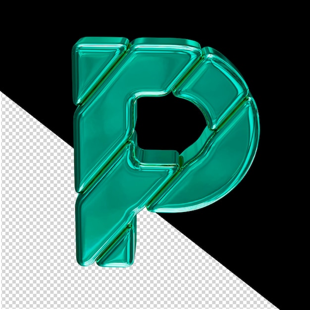 Símbolo de bloque turquesa letra p