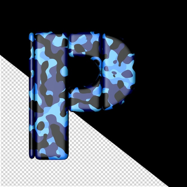 Símbolo de bloques verticales en la letra de camuflaje azul p