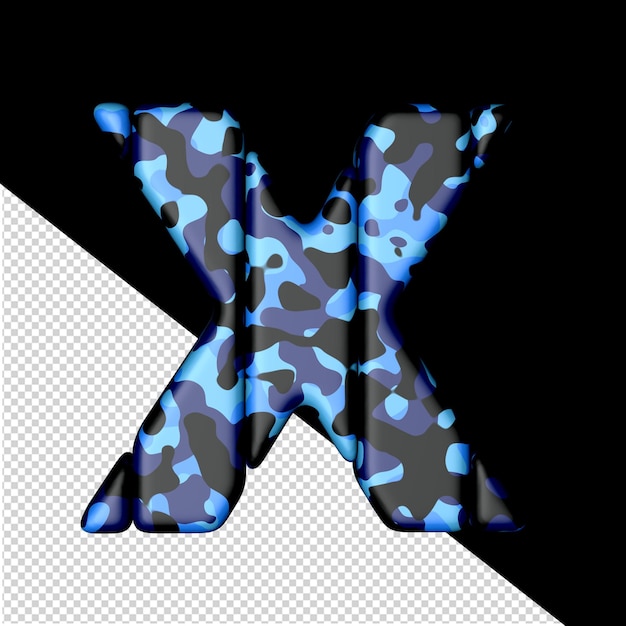Símbolo de bloques verticales en letra de camuflaje azul x