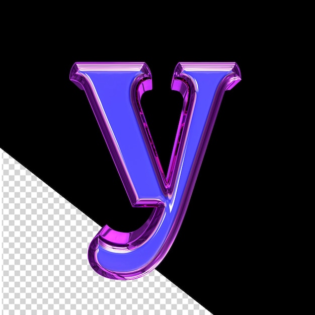 Simbolo blu 3d in una lettera y con cornice viola
