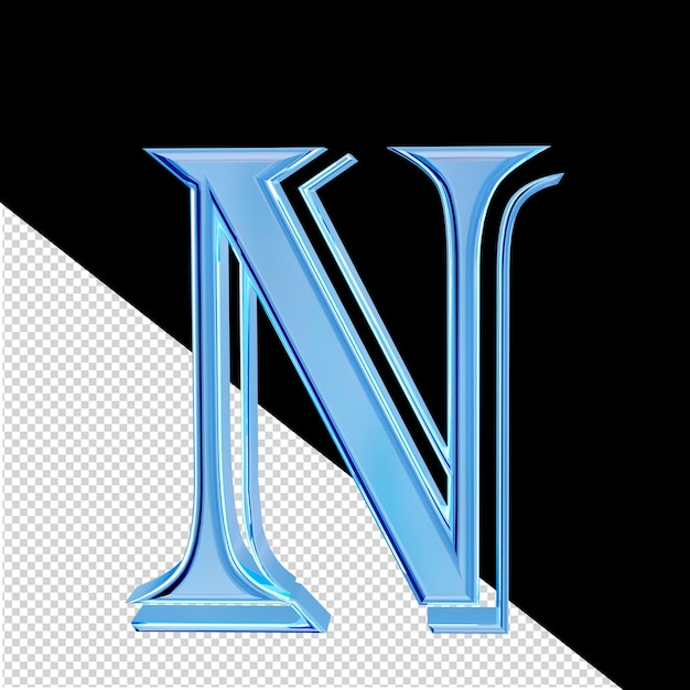 Simbolo blu ghiaccio lettera n