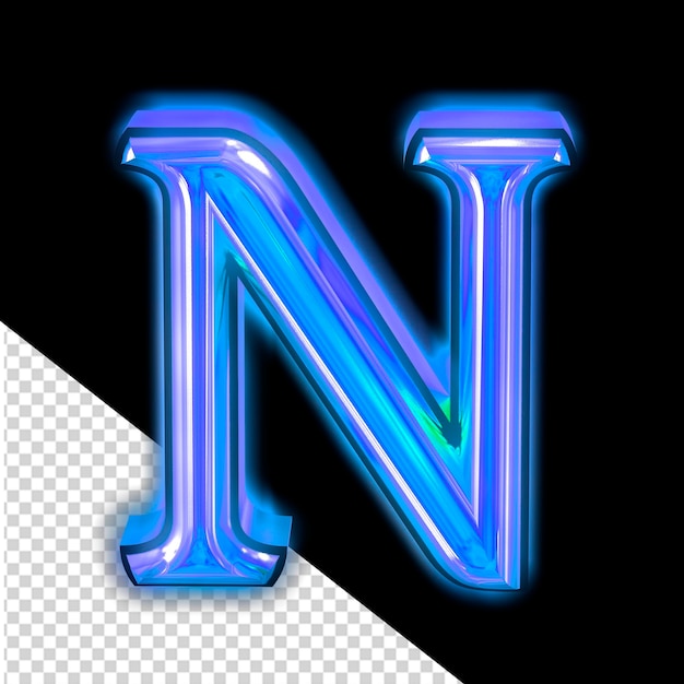 Simbolo blu luminoso lettera n