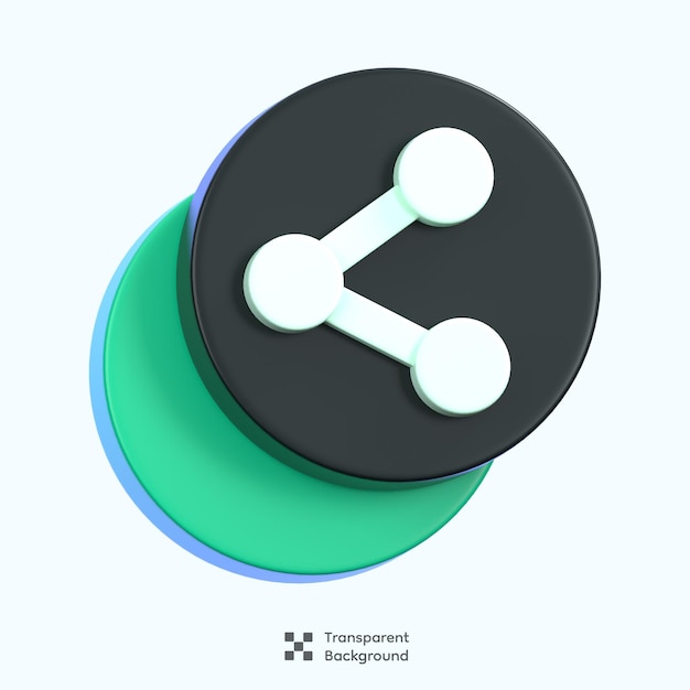 Símbolo del botón de compartición aislado Concepto general del icono de la interfaz de usuario Ilustración 3D
