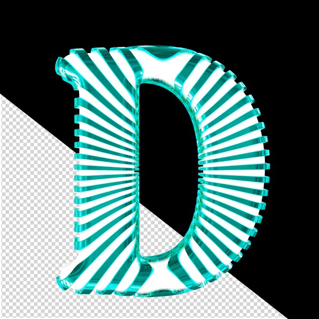 PSD símbolo branco com tiras horizontais ultra finas de cor turquesa letra d