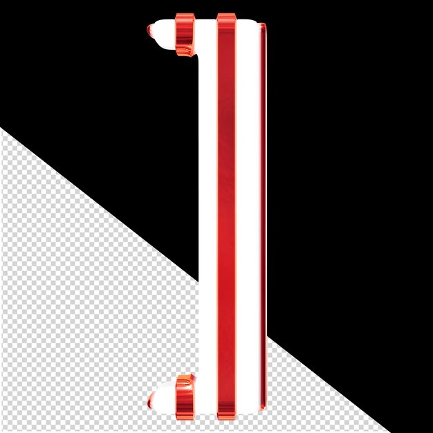 Símbolo branco com tiras verticais vermelhas finas