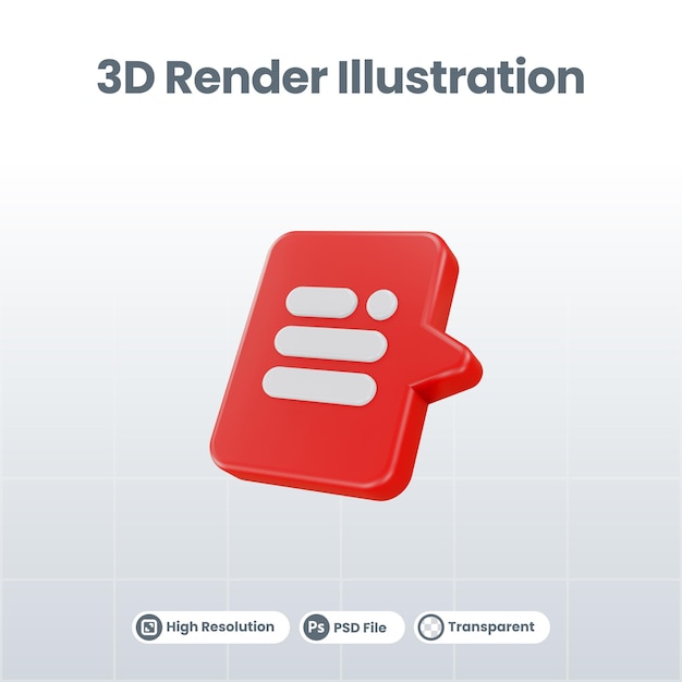 Símbolo de burbuja de chat mínimo de mensajes de redes sociales ilustración 3d