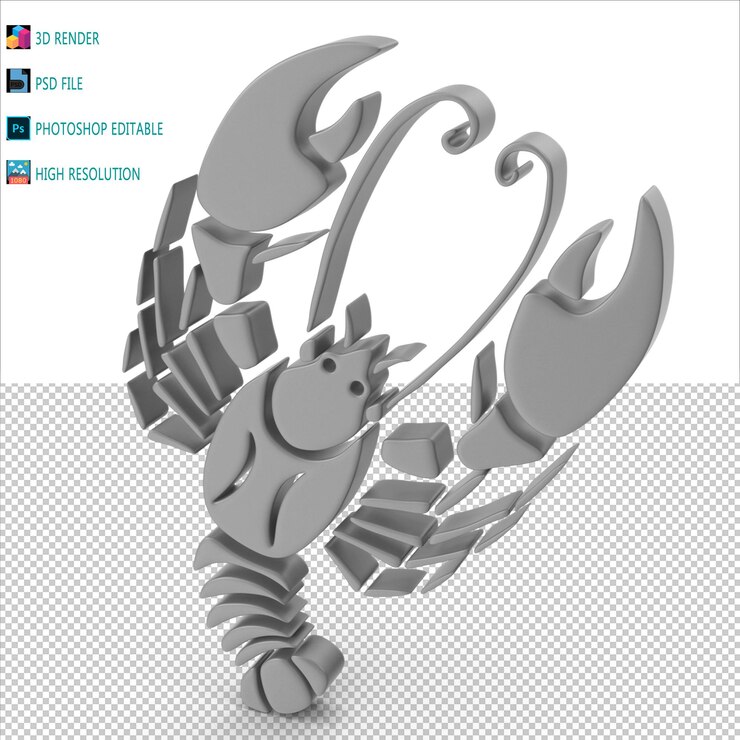 PSD símbolo de cáncer 3d render psd