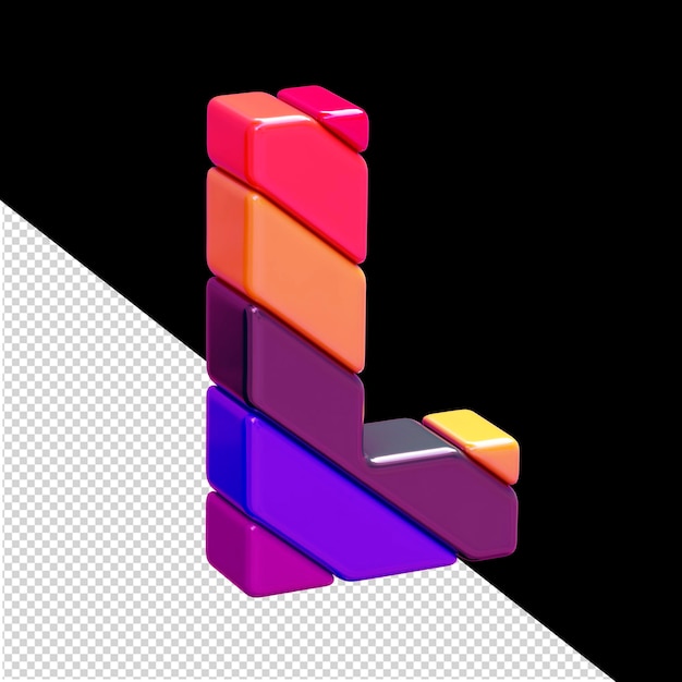 Símbolo de color 3d hecho de bloques diagonales letra l