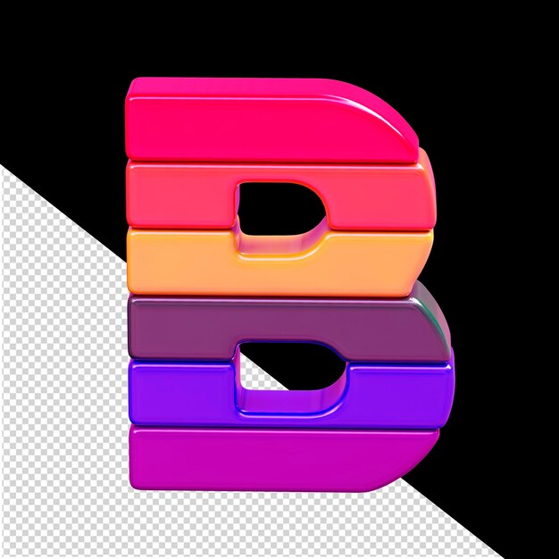 PSD símbolo de color 3d hecho de bloques horizontales letra b