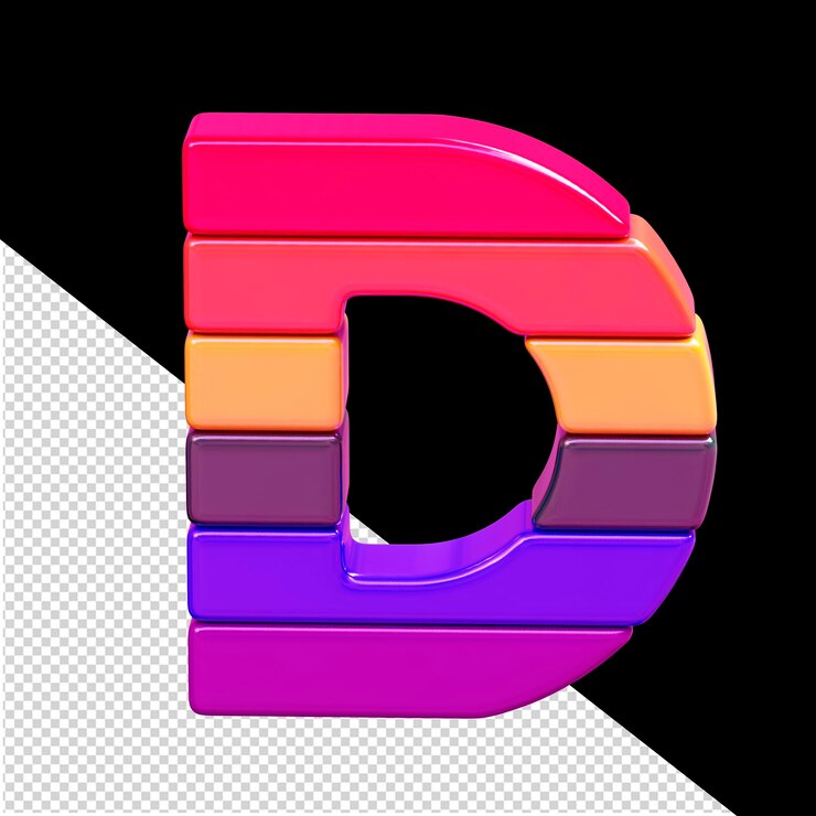 PSD símbolo de color 3d hecho de bloques horizontales letra d