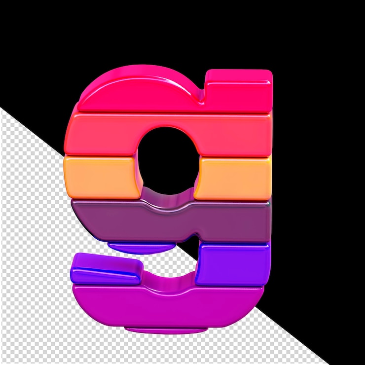 PSD símbolo de color 3d hecho de bloques horizontales letra g