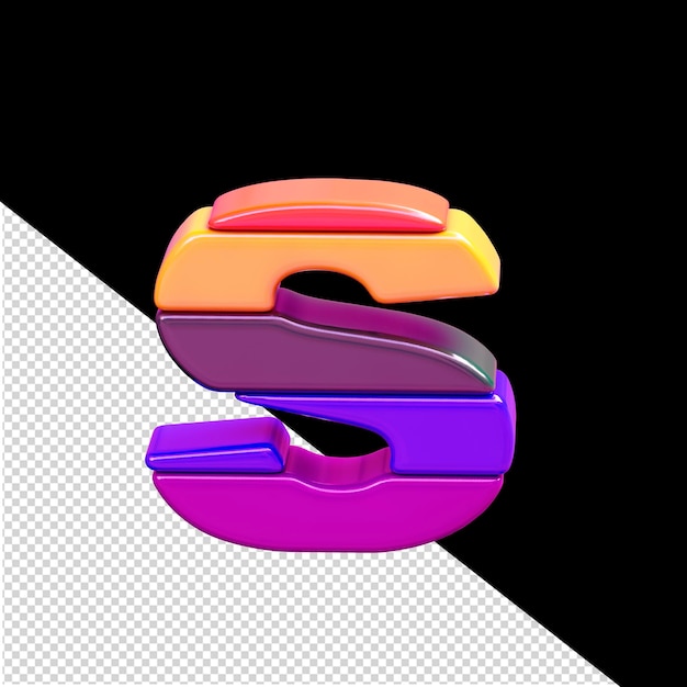 PSD símbolo de color 3d hecho de bloques horizontales letra s