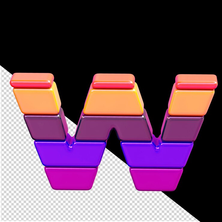 PSD símbolo de color 3d hecho de bloques horizontales letra w