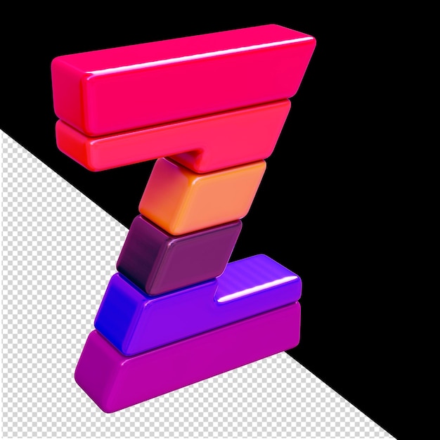 Símbolo de color 3d hecho de bloques horizontales letra z